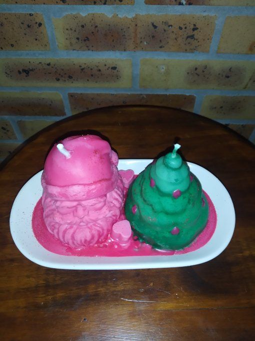 Bougies Noël sapin et père Noël